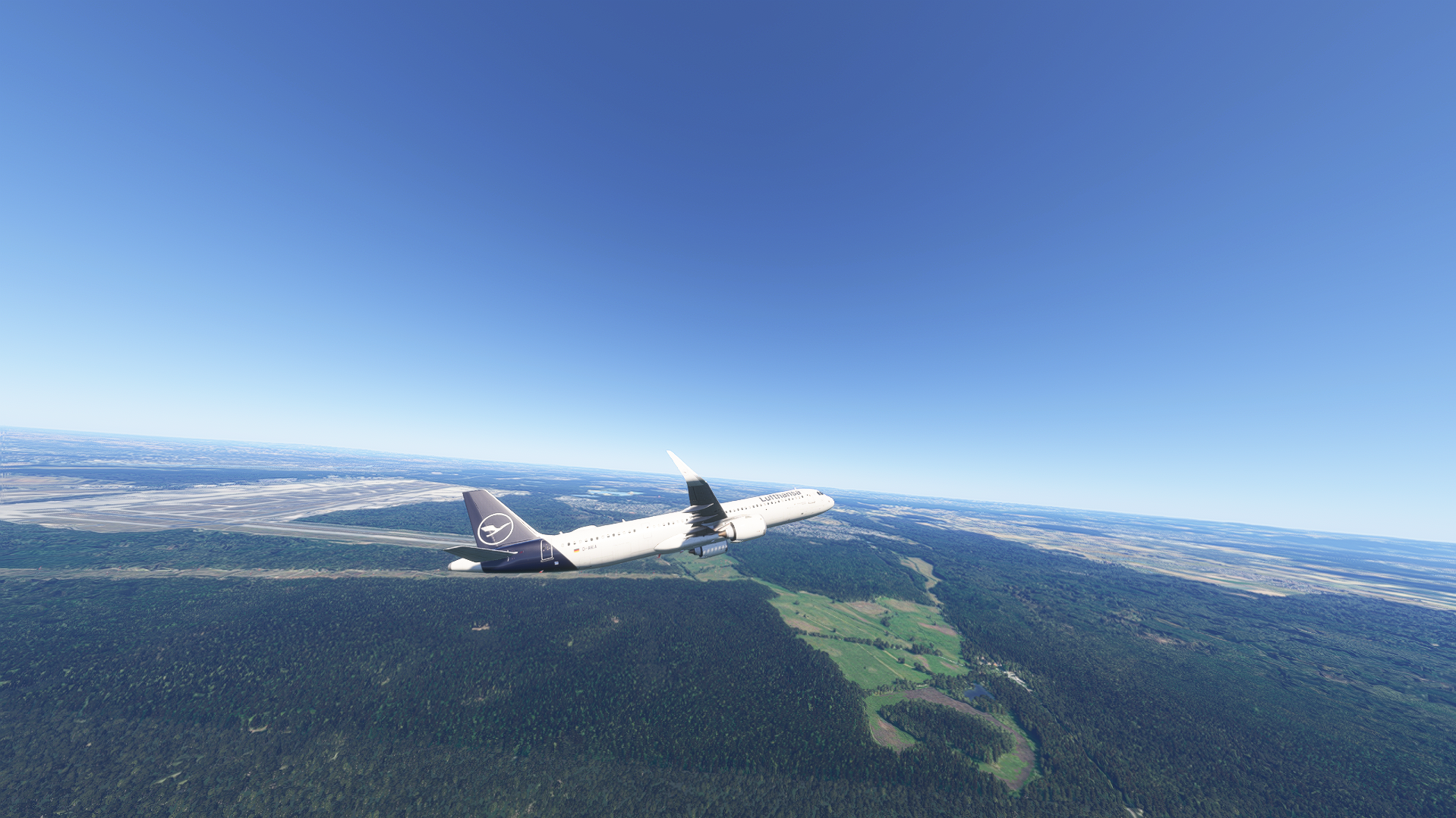 Airborne out of EDDF runway 25C, climbing southeast