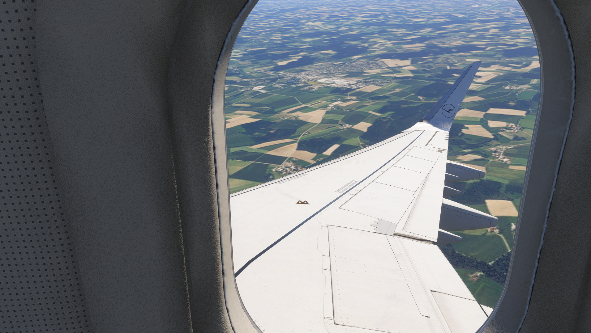 Window seat view on descent into Munich - Bavarian countryside visible
